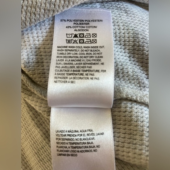 Lucky brand Large camouflage camo waffle knit thermal long sleeve blouse raw hem - Picture 10 of 10